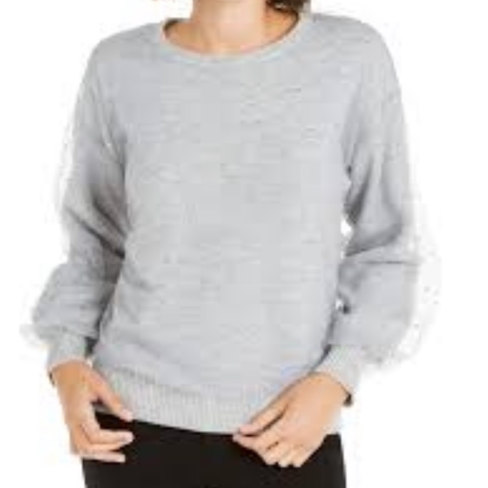 Inc gray sweater rainstone crew neck gray mesh size XXL new